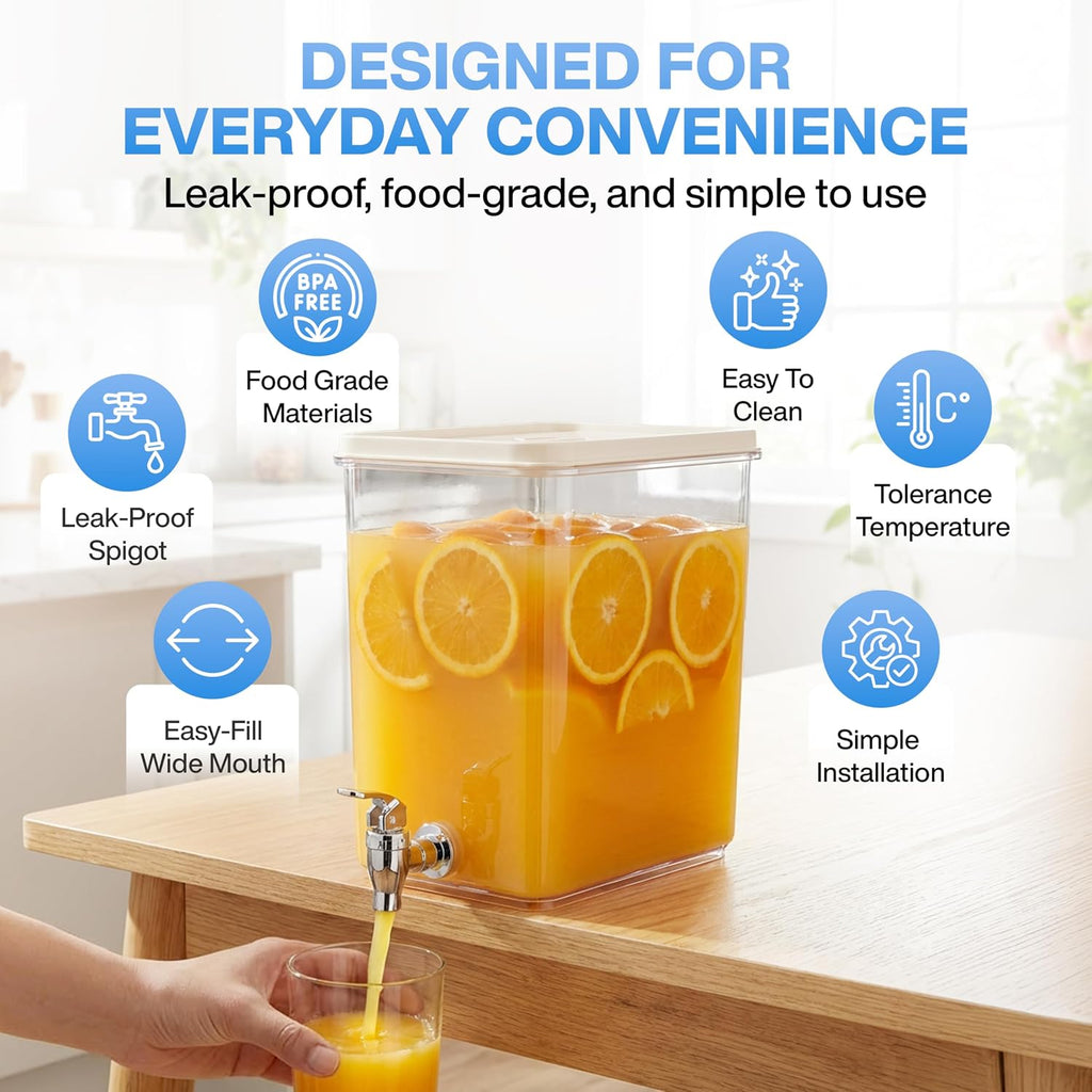 Drink Dispenser for Fridge (2 Gallon) Stackable Cube Design (2 Pack) - Set of 2