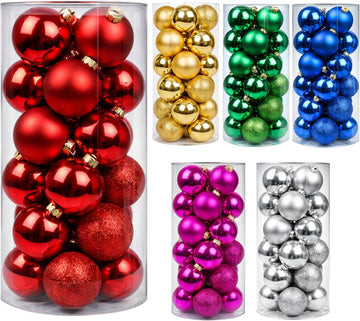 Red Christmas Ball - 1.18 Inch Shatterproof Christmas Tree Decoration Ornaments Hanging Ball, Holiday, Wedding - Set of 24