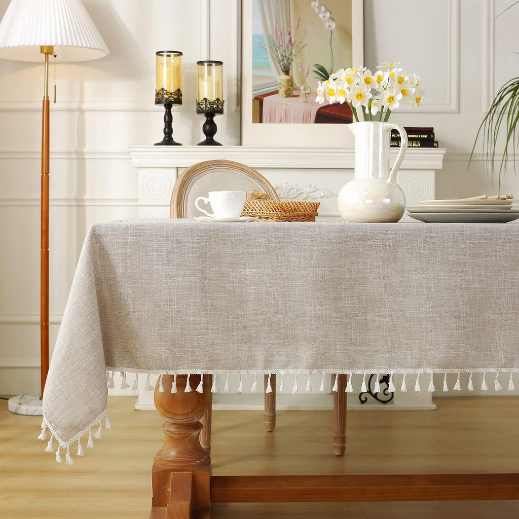 Rustic Tablecloth Cotton Linen Waterproof Tablecloths Washable Table Cloths Dining,Party,Holiday,Chr