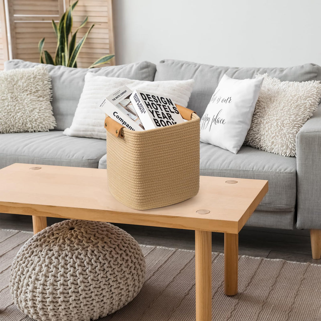 3 Pack 11 Inch Woven Baskets for Storage, Stylish Storage Baskets for Shelves, Laundry, Bathroom, Kitchen, Cube