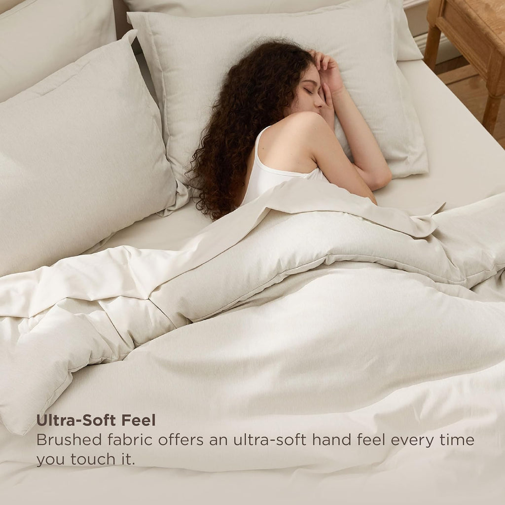 King Comforter Set Beige - Bed in a Bag King Bedding 7 Pieces, Cationic Dyed Bed Set Gift for Family