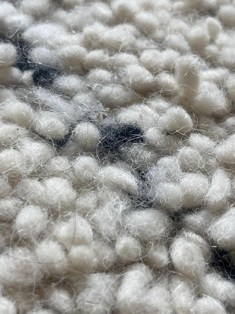 Wool Rug 5' x 7' - Handmade Berber Shag Area Rug, Beni Ourain Style, Ivory/Cream with Charcoal Ladder Diamond Pattern