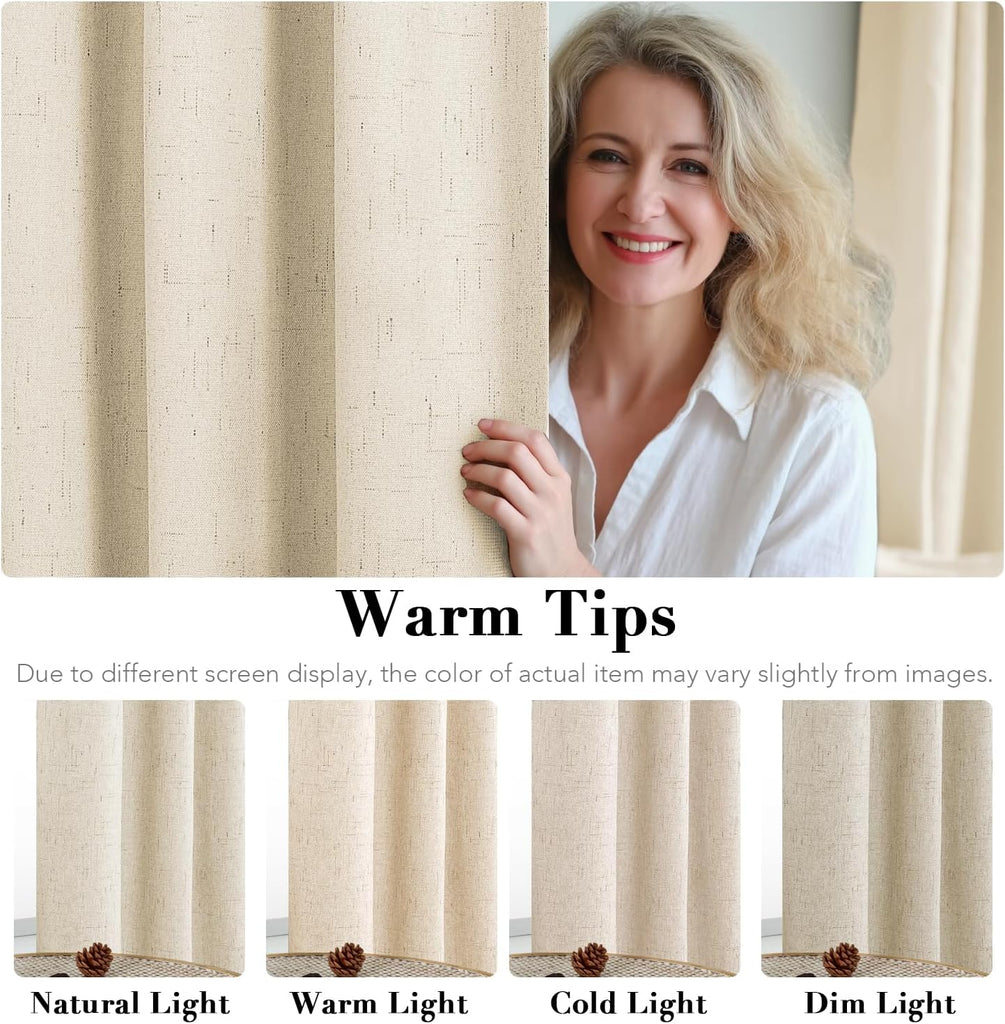 100% Blackout Curtains for Bedroom Thermal Insulated Polyester,Acrylic Textured Curtains Heat and Full Light Blocking