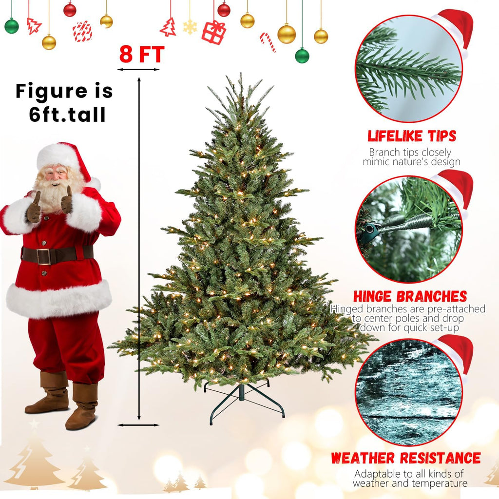 Full Christmas Tree with 900 UL Lights, PE/PVC Branches, Green