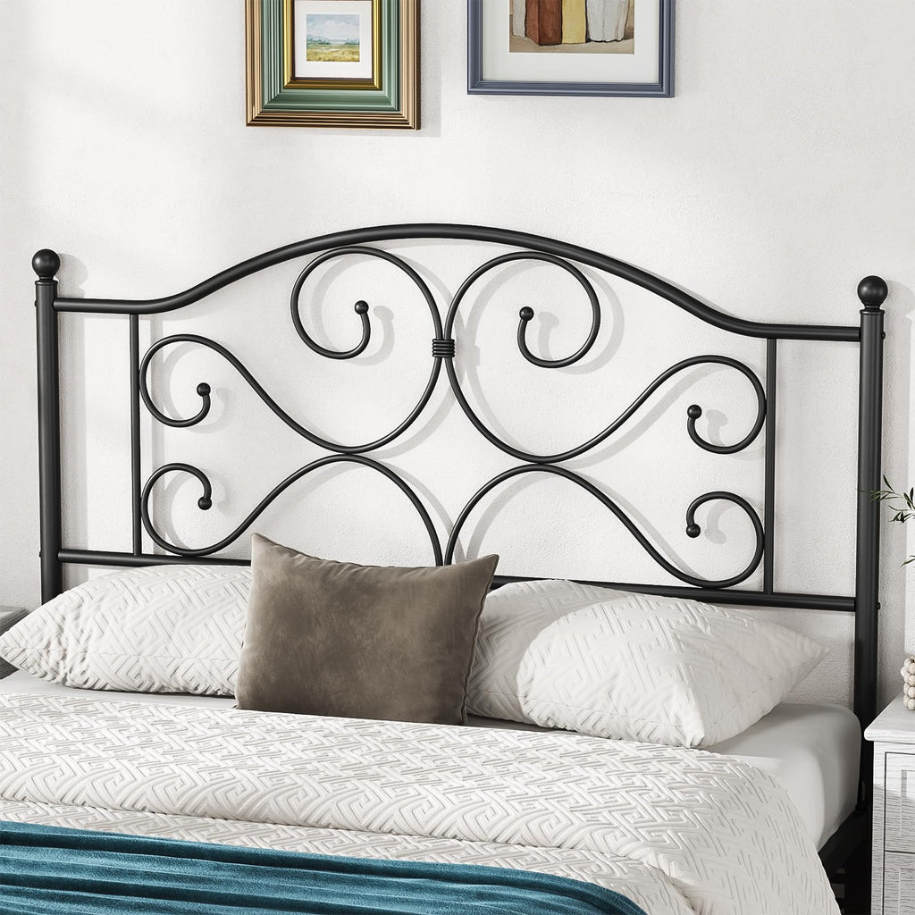 Vintage Platform Metal Queen Headboard Only with Height Adjustable