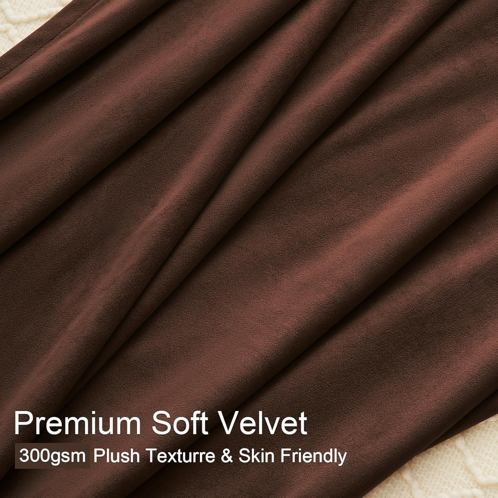 Dark Brown Velvet Blackout Curatins 84 Inches 2 Panels Heavy Thick Vintage Luxury Pinch Pleated Curtain Drapes with Hooks Rings for Living Room Bedrooom,Chocolate Home Decor,W60xL84