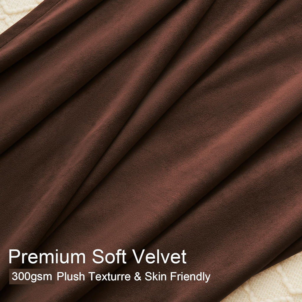 Velvet Pinch Pleated Curtains Extra Wide Brown Drapes W60xL102