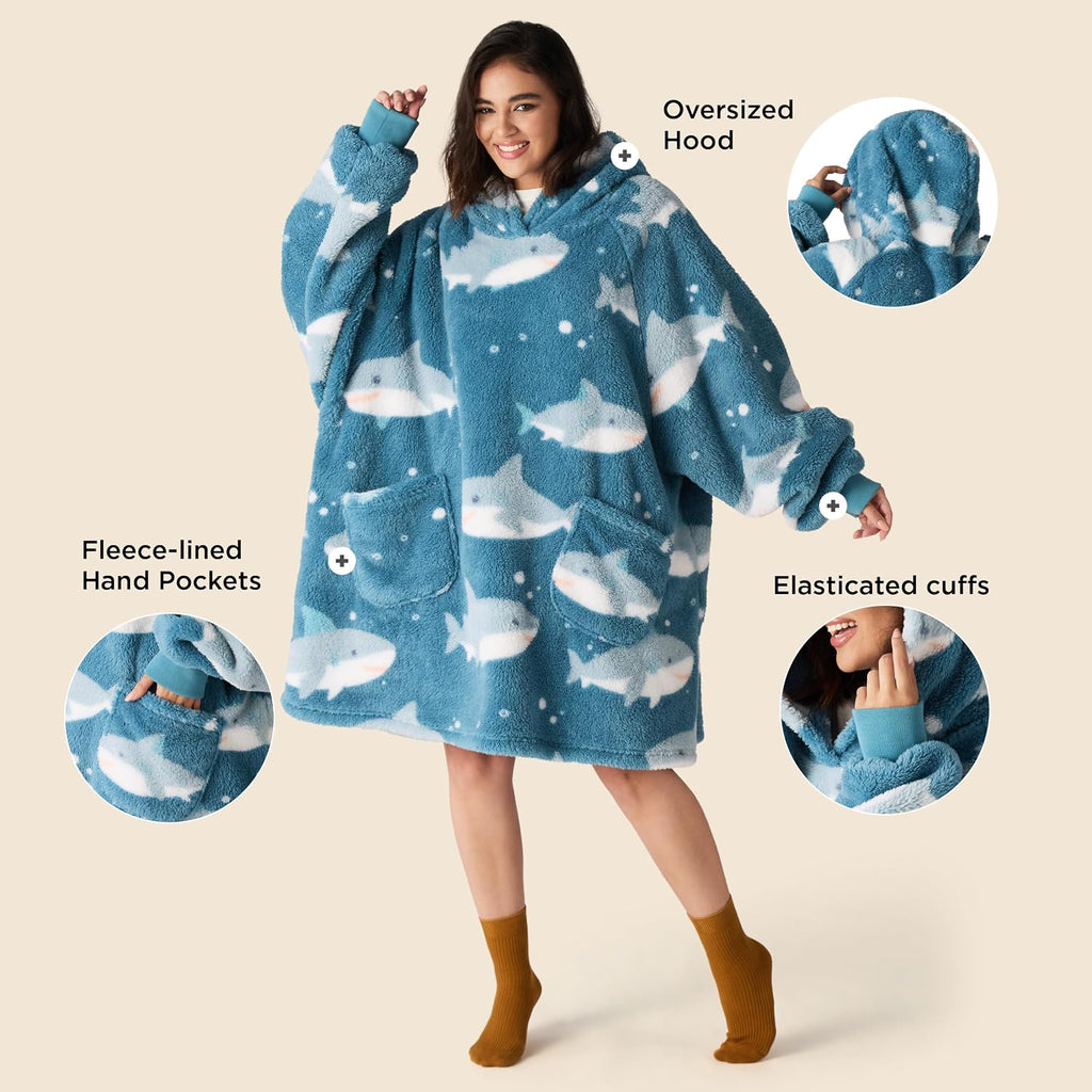 Wearable Blanket for Adults, Chessboard Pattern Blanket Hoodie
