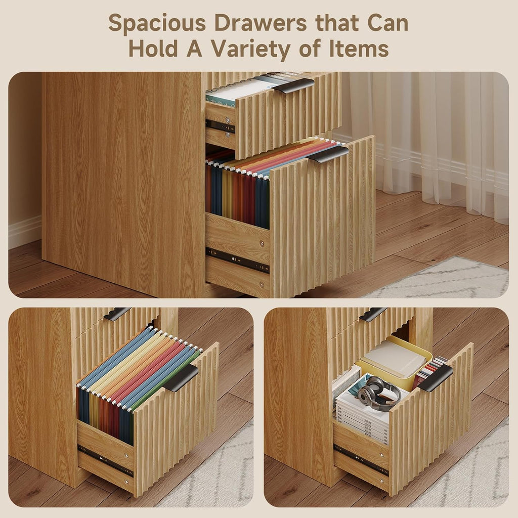 55" Electric Standing Desk with File Cabinet & Storage, Oak Brown | Height Adjustable Computer Desk with 3 Drawers