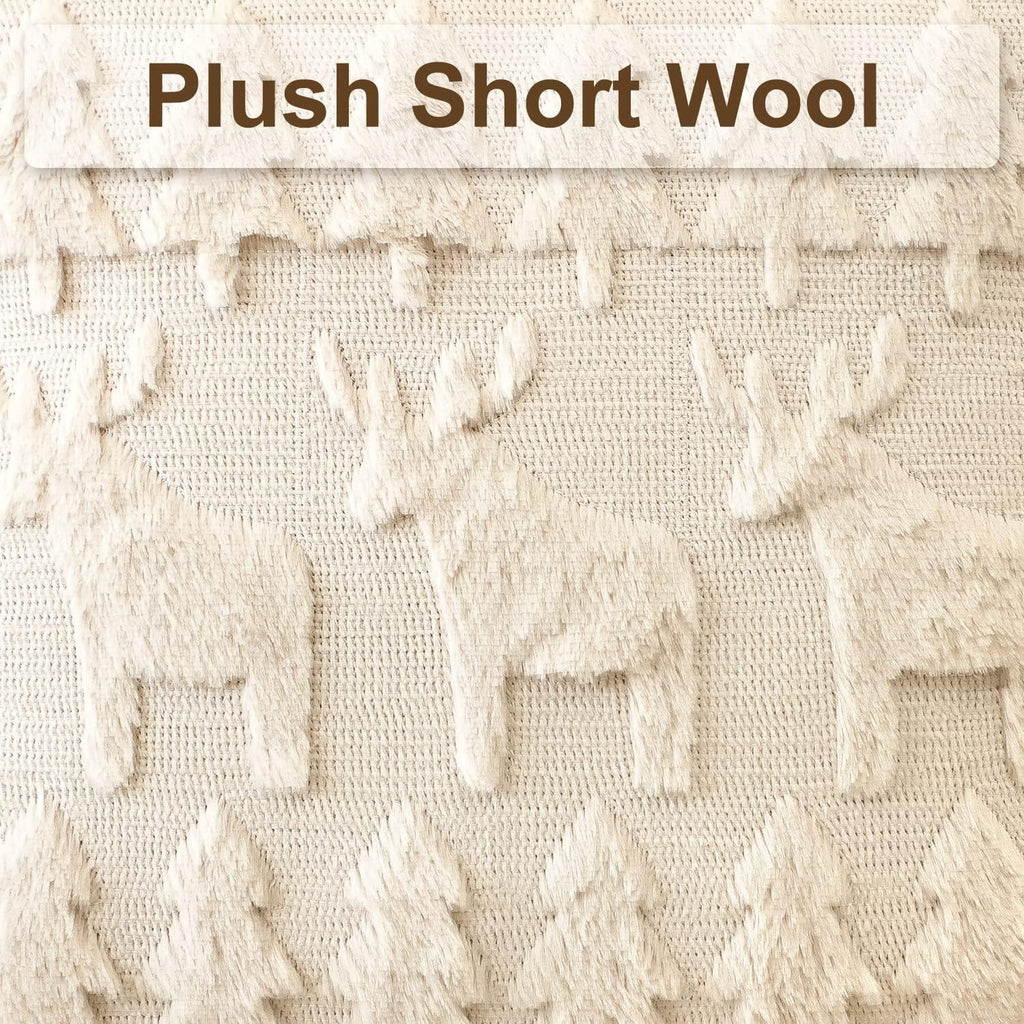 Xmas Soft Plush Short Wool Velvet Decorative Throw Pillow Covers Square Luxury Style Cushion Case Pillow - Set of 2
