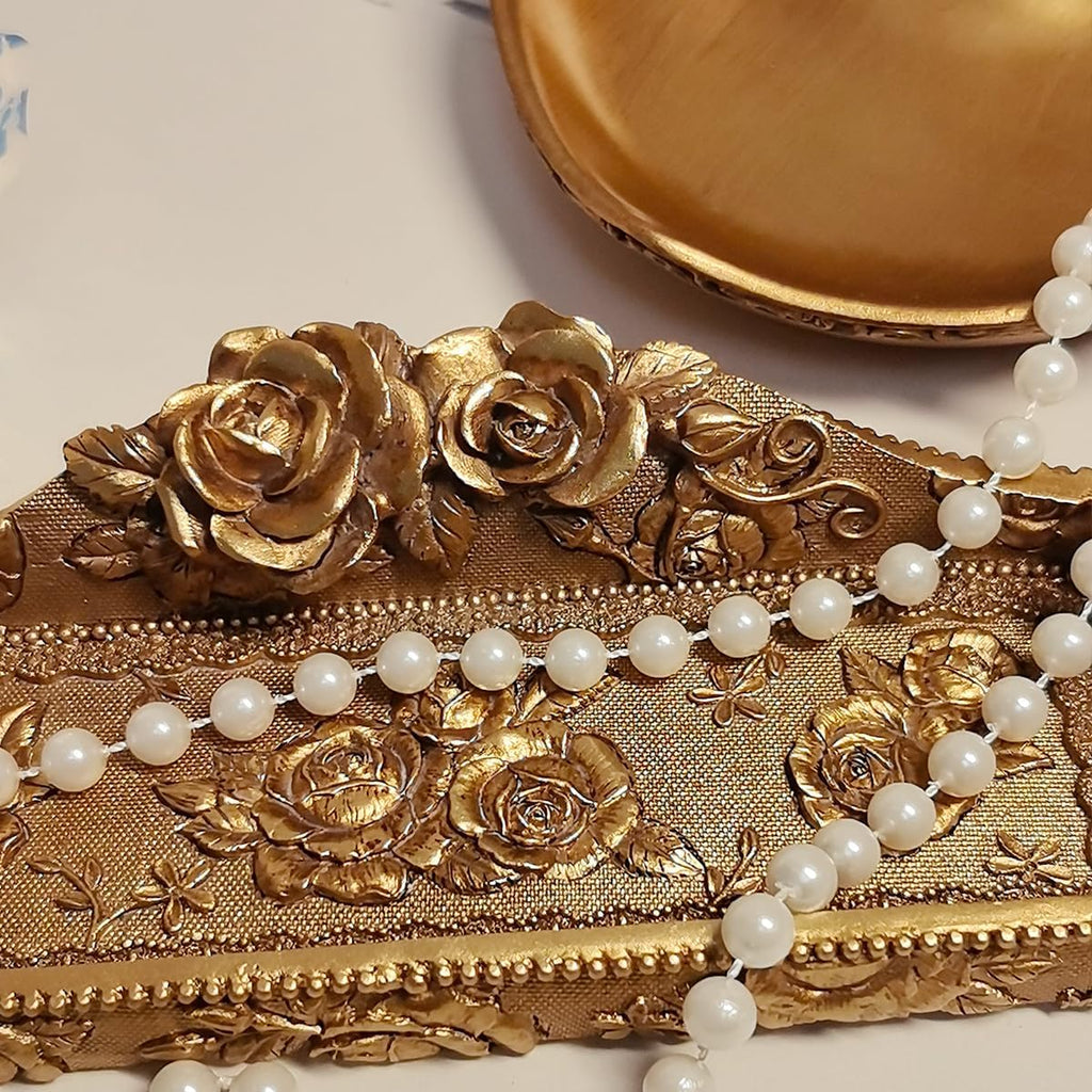 Vintage Jewelry Tray Small Antique Trinket Dish, Ring Holder Birthday & Wedding Gifts for Women(Bronze Floral)