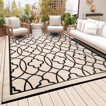 Reversible Mats - Outdoor Rugs 9'x12' s Clearance, Plastic Straw Rugs Waterproof, Portable, Outdoor RV Camping Rug