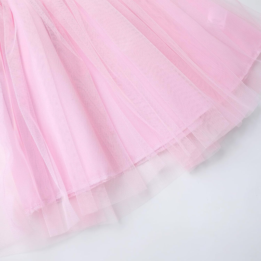 Girls Tulle Dress Cotton Sleeveless Ribbed Dress for Toddler
