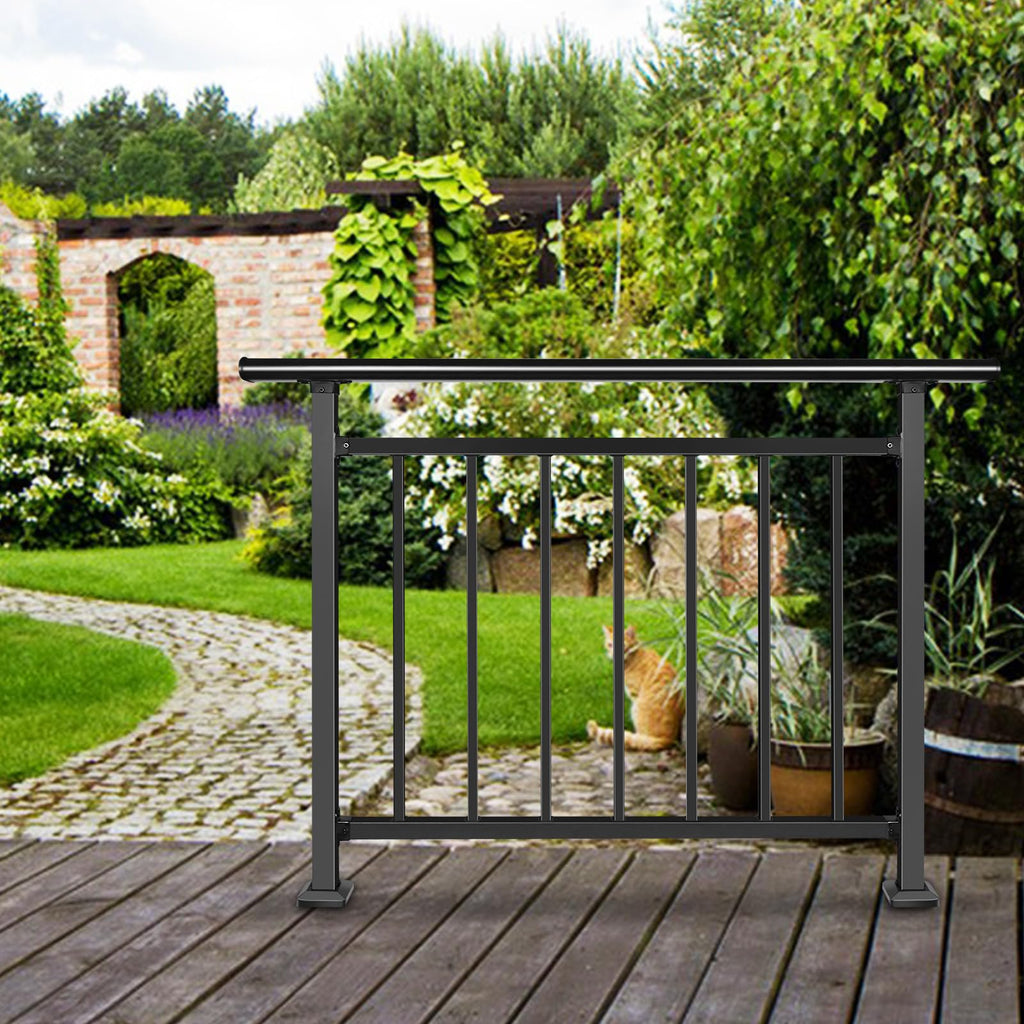 Horizontal 40" H x 48" W Deck Railing Kit, Black Wrought Iron Rail