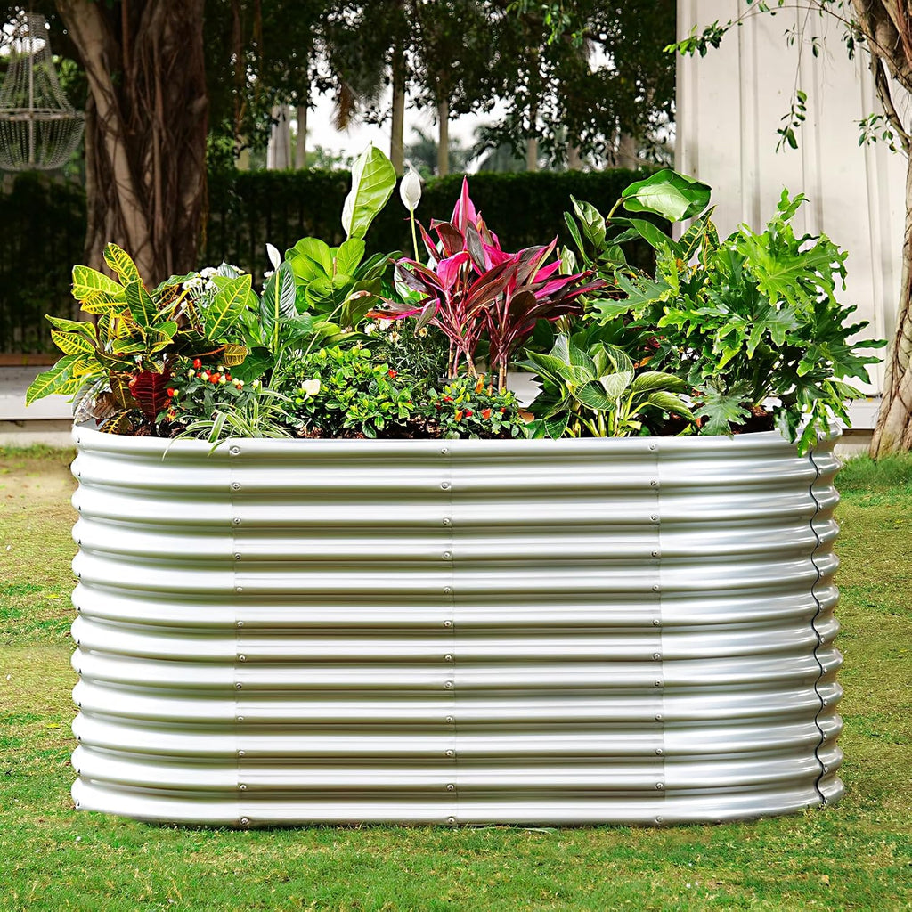 6x3x3ft Oval Galvanized Raised Garden Beds, Large-Capacity Metal Planter Box Outdoor, Durable Deep Raised Garden Bed