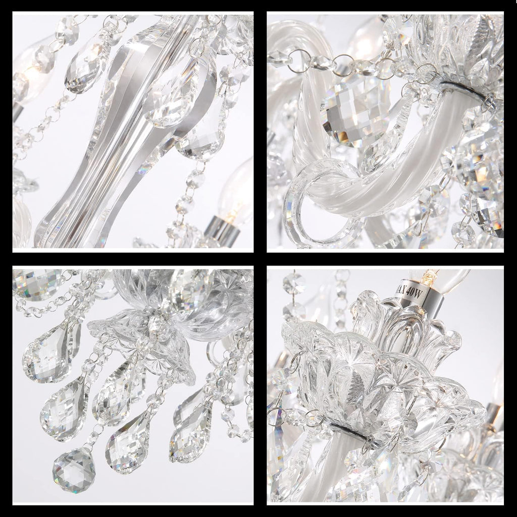 Modern K9 Transparent Crystal Chandelier,Luxury Clear Crystal Pendant Light Fixture 8 Light,Modern Ceiling Lighting for Living Room, Dining Room, Bedroom (8 Lights) A110-B0B9L6XJRT