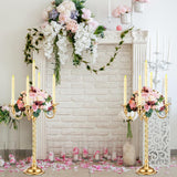 6 Pack Wedding Gold Candelabra Table Centerpieces 21 Inch Tall Candelabra Metal Candle Holder 5 Arm Taper Candlestick