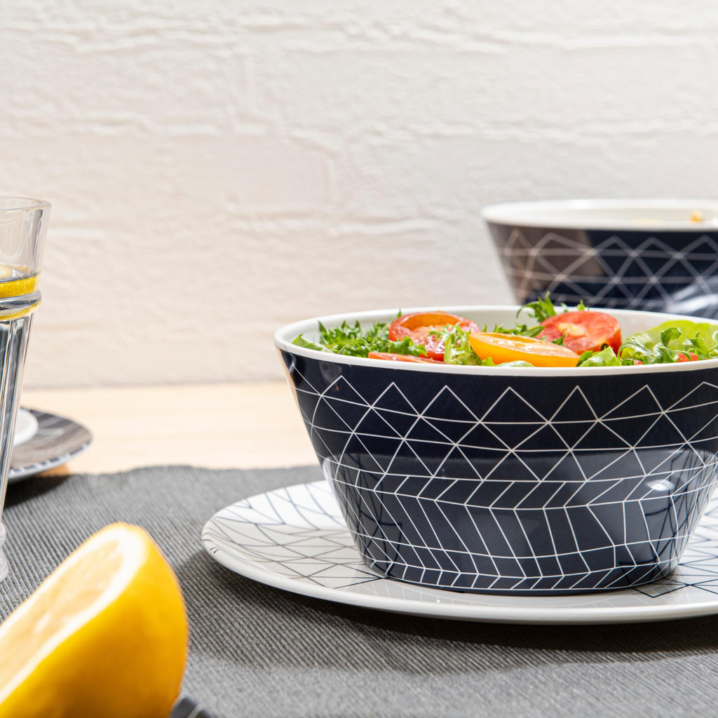 Melamine Dinnerware12 Piece Outdoor Indoor Set, Spidy Blue BPA Free