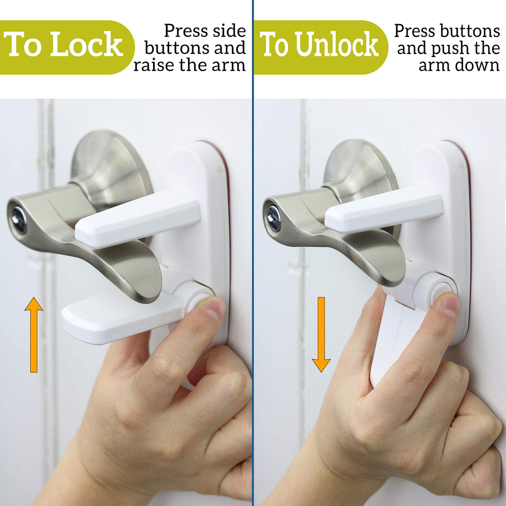 Lever Lock (6 Pack) Prevents Toddlers from Opening Doors. 3.25" L * 1.5" W * 4.5" H Easy One Hand Operation for