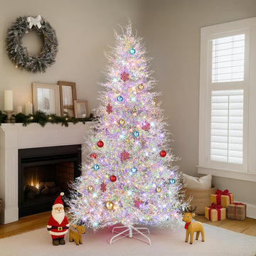 Snow Flocked PE Christmas Tree, Pre Lit with 400 LED Lights