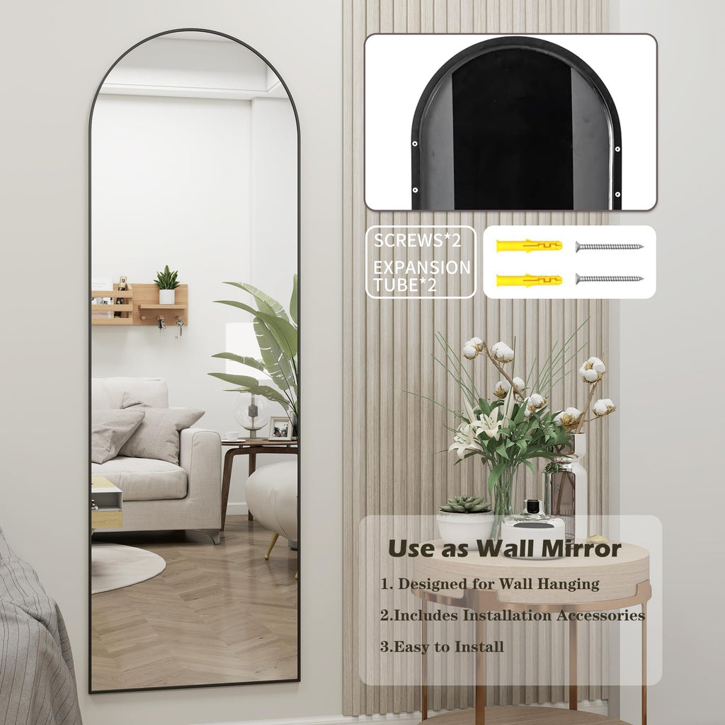 50"x 16" Door Mirror, Full Length Mirror Over The Door, Black