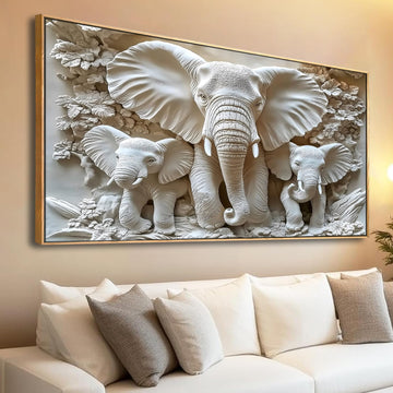 Large Wooden Frame Elephant Home Wall Art Canvas Wall Decoration Abstract Natural Animal Landscape Wall Art Living