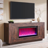 70 Inch Modern Fireplace TV Stand with 36 Inch Electric Fireplace, Entertainment Center for TVs up to 80 Inches, Media Console with Side Cabinets, Dark Walnut