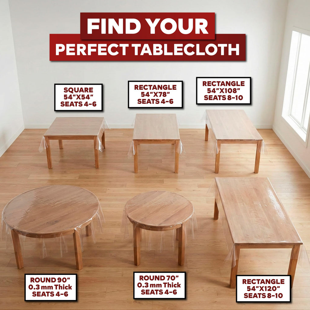 Plastic Table Cover Transparent 54 x 78 Inch Waterproof, Stain-Proof Vinyl Clear Plastic Tablecloth Protector