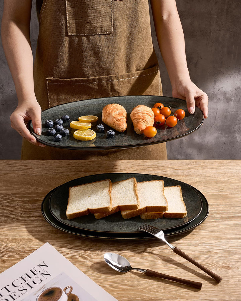 Serving Platters Set of 3 Sizes - Oval, Deep Forest