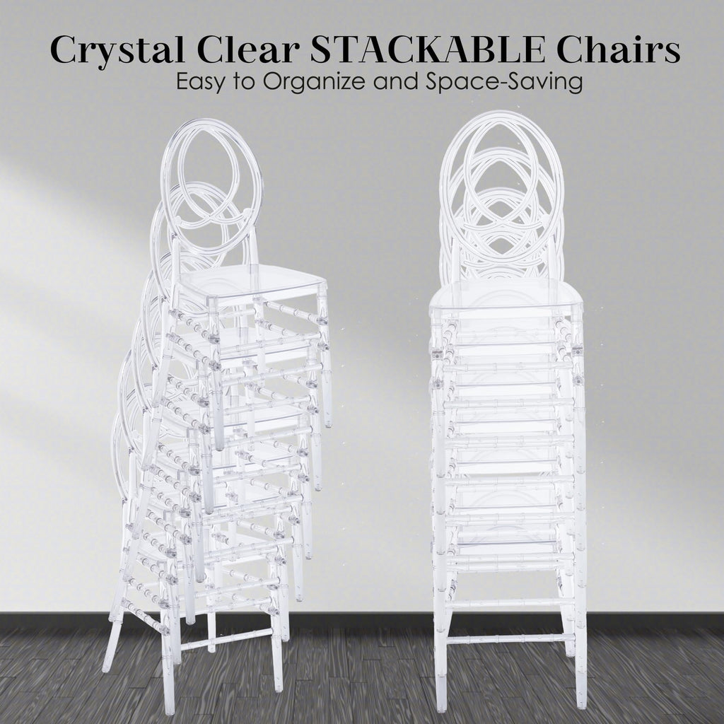Clear Acrylic Ballroom Chairs, Modern Dining Chairs Set of 12, Accent Event Ghost Chairs for Wedding Party Event
