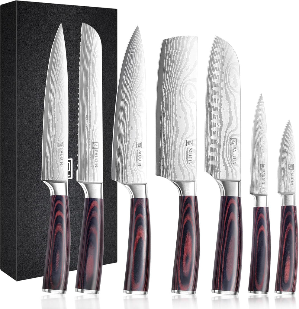 Chef Knife Set, 7 Pieces Kitchen Knife Set, Ultra Sharp Knife Set | High Carbon Stainless Steel, Professional Knives
