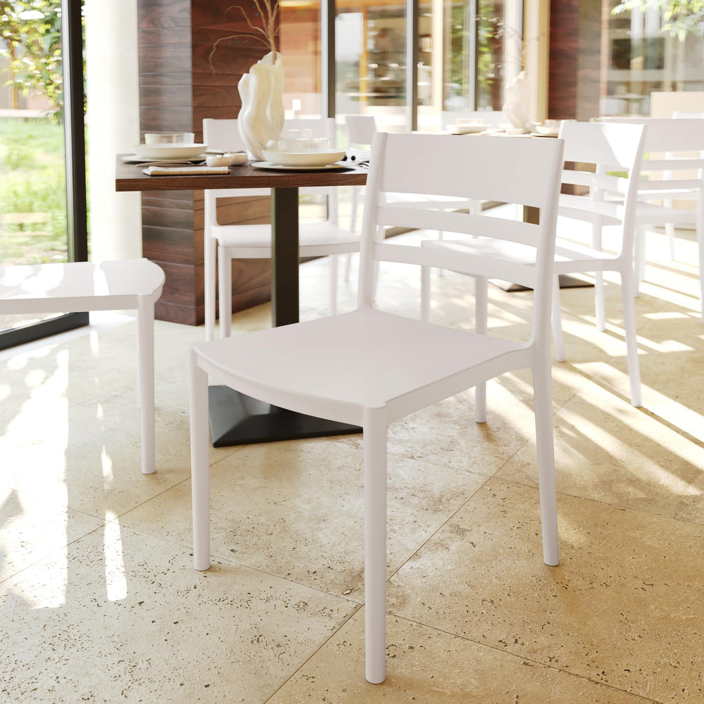 Resin Indoor/Outdoor Stackable Chair, White, 4-Pack