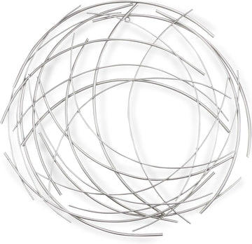Denine Abstract Round Metal Wall Art - Handcrafted Modern 25" Silver Sculpture