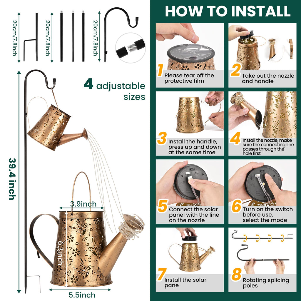 Solar Watering Can Hanging Lantern, Outdoor Decor Gift