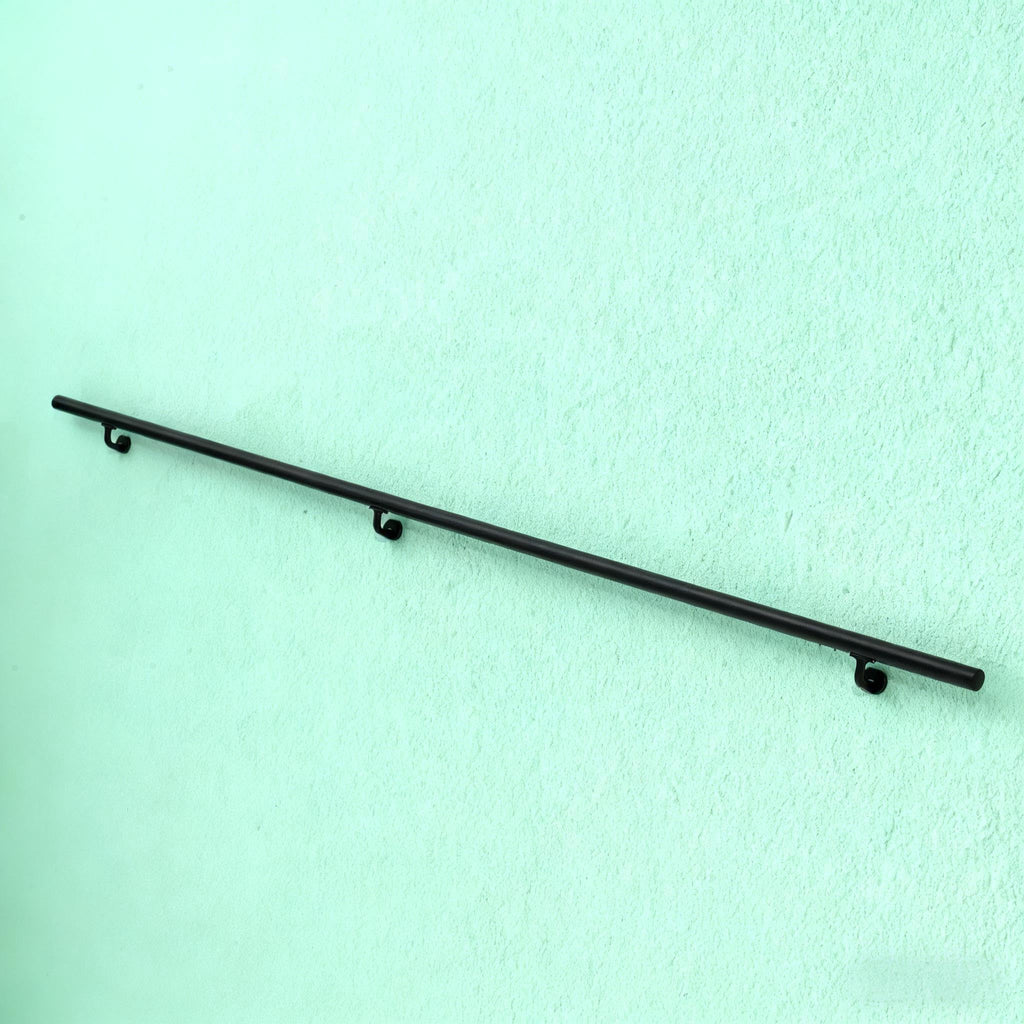 8 FT for Indoor Stairs, Deck, Slope, Modern Aluminum Handrail Set, Wall Mounted, with Zink-Alloy Brackets Aluminium