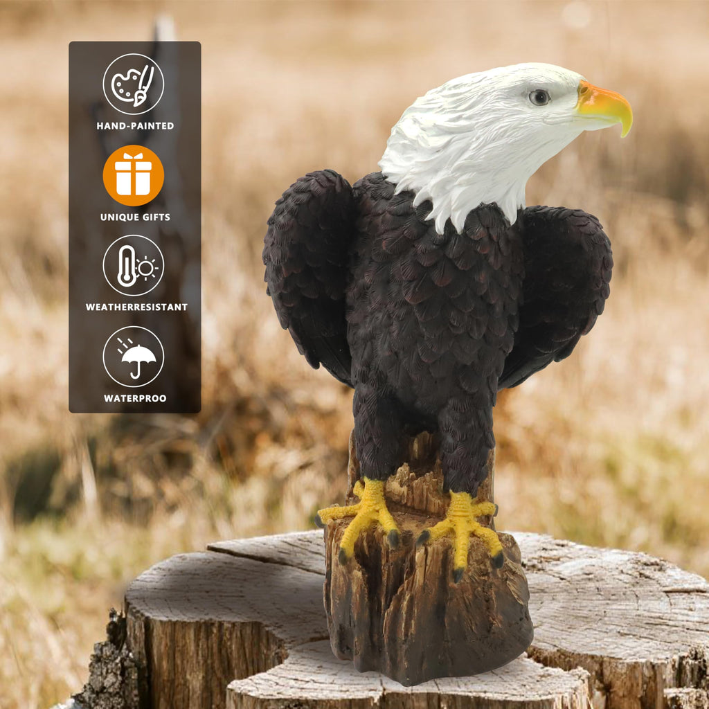Bald Eagle Statue, Indoor Outdoor Animal Sculptures, Large 14.2"H