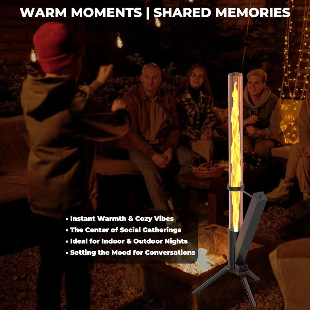 Outdoor Wood Pellet Fire Pit - Decorative Glass Tube Torch with Spiral Flame