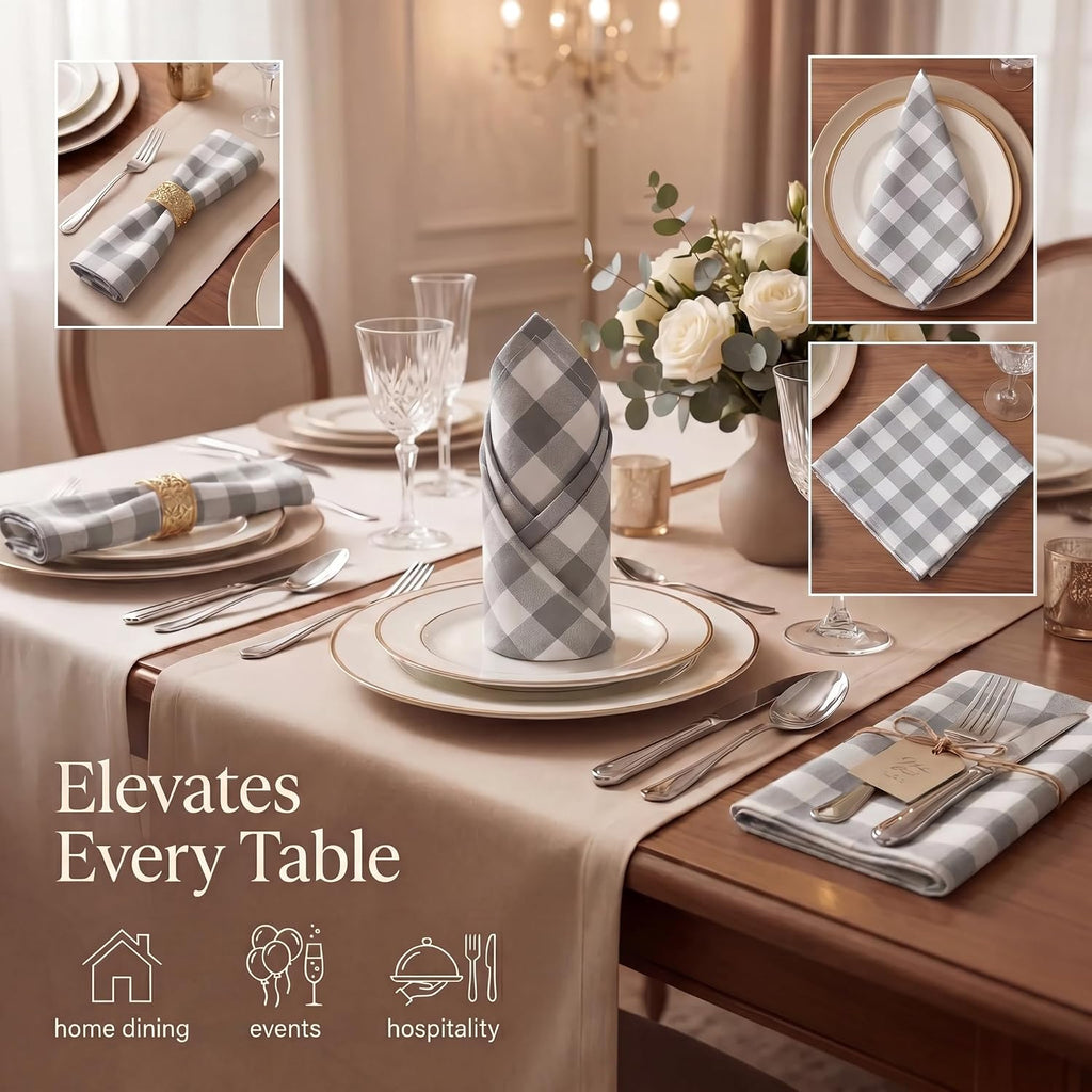 Cloth Napkins Cotton 20x20 (Set of 12) Grey