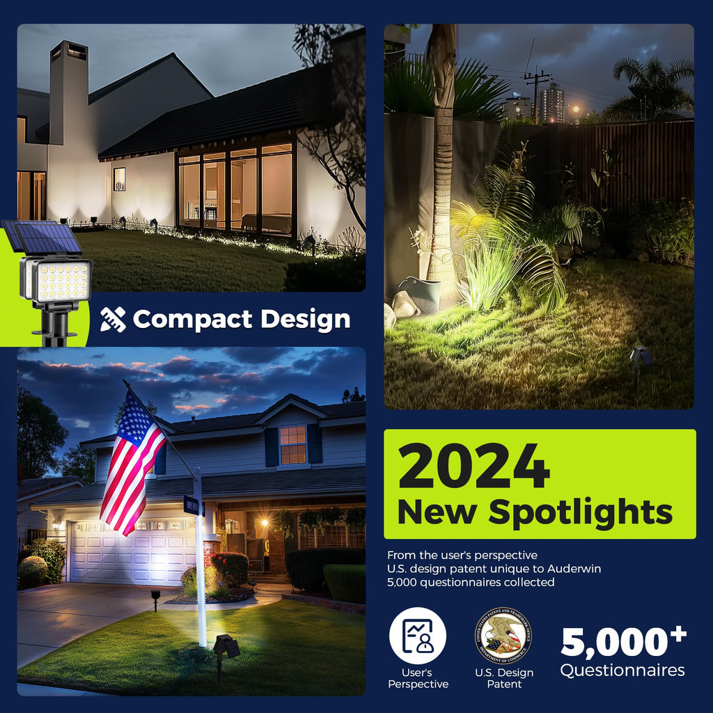 Solar Spot Lights Outdoor Waterproof, 4 Packs, Cool White