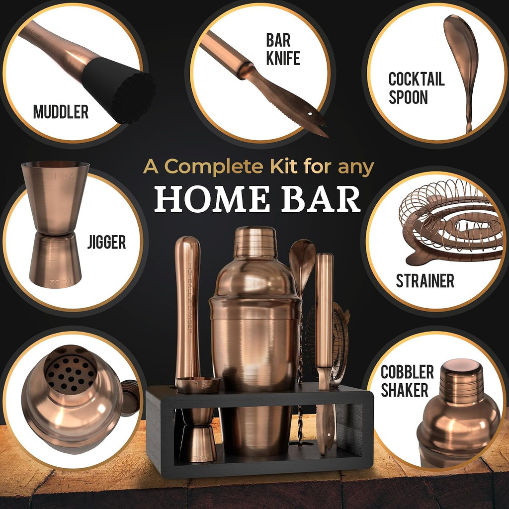 Cocktail Shaker Set: Bartender Kit Bar Mixology Cocktail Bar Set Plus E-Book with 30 Recipes - Set of 6