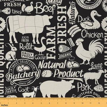 Farm Animal Fabric By The Yard, Milk Cow Upholstery Fabric for Chairs Sofa Couch, Cute Chicken Duck Goose Print Soft