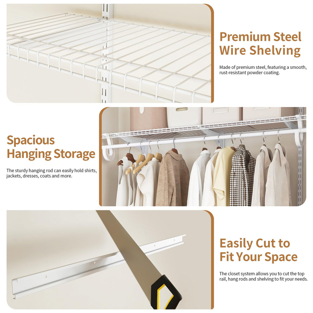 2-4 Ft. White Custom Insert Wire Closet Organizer System Kit