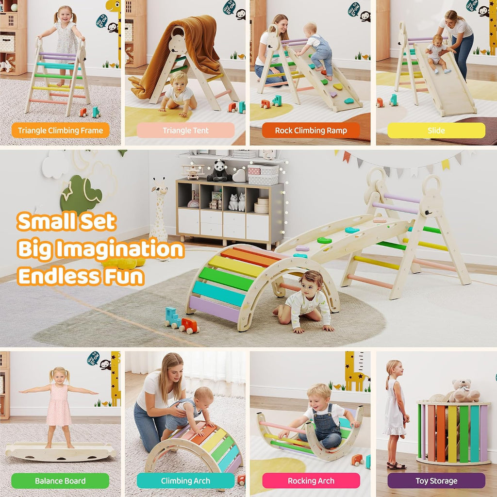 Triangle Set, in-1 Wooden Climbing Toy for Toddlers