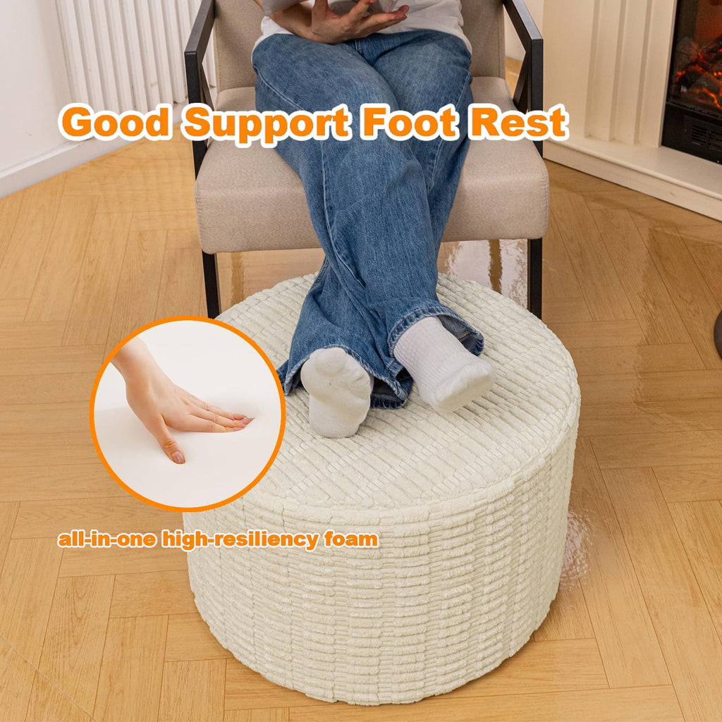 Supportive Boucle Pouf Ottoman Foot Rest Elevate Your Living Room Decor with Lightweight Pouf Filler Modern Foam