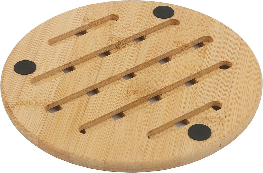 Bamboo Trivet Kitchen Natural Mat Set Heat Resistant Pads Bamboo Hot Pads Trivet Non-Slip Pads Square and Round - Set of 6