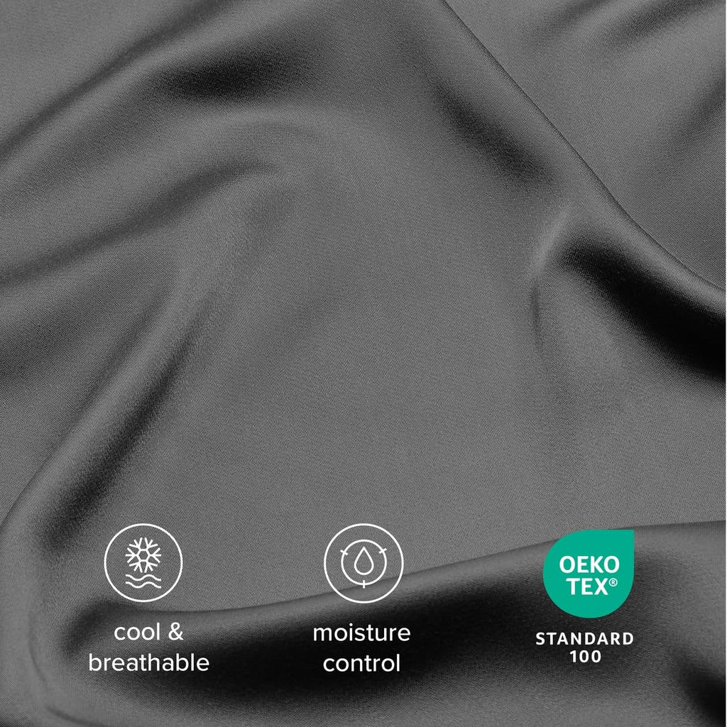 100% Rayon Made from Bamboo Duvet Cover Set (Twin/Twin XL, Grey)