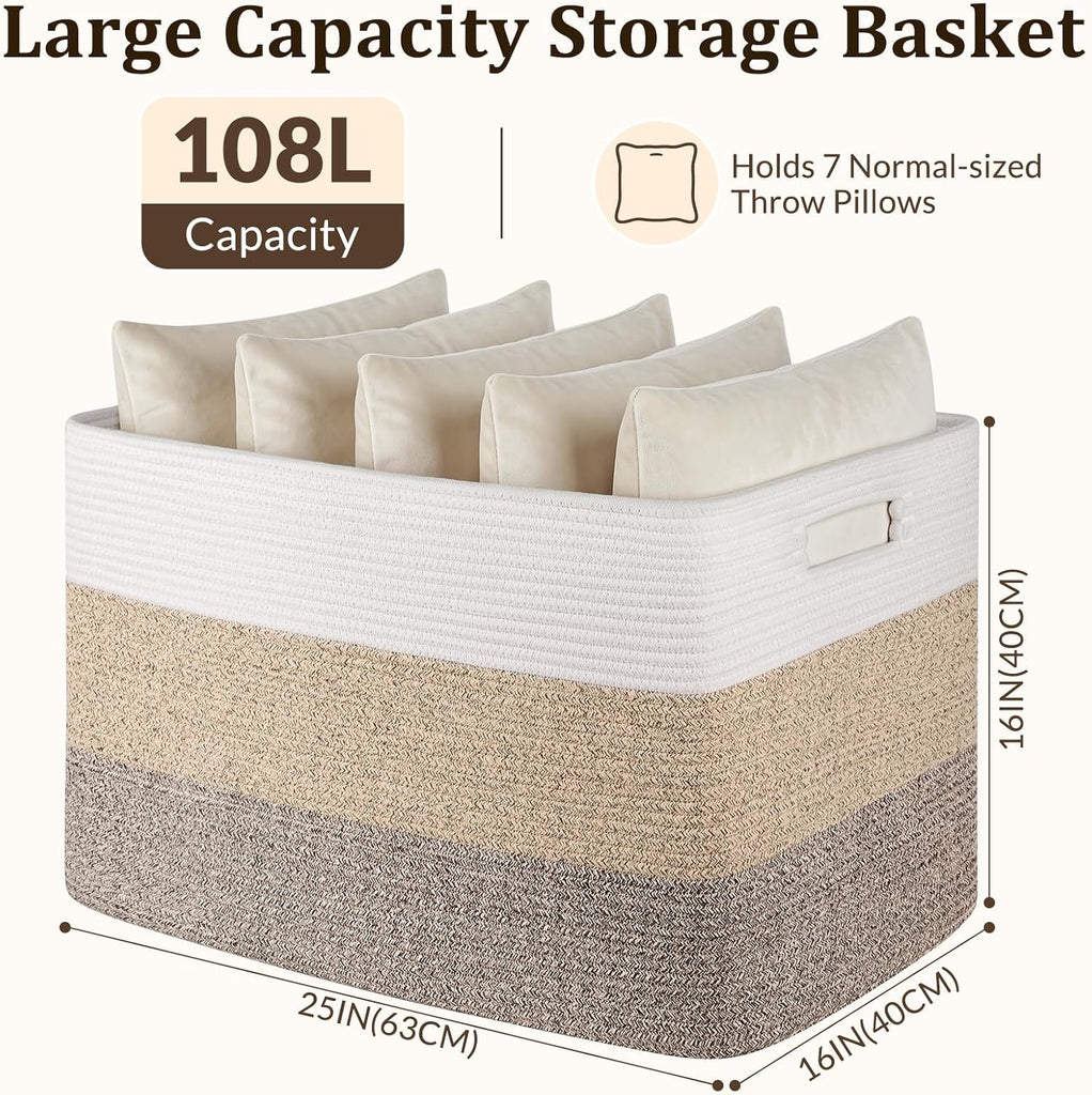 108L Extra Large Blanket Basket Dog Toy Basket Gradient Brown