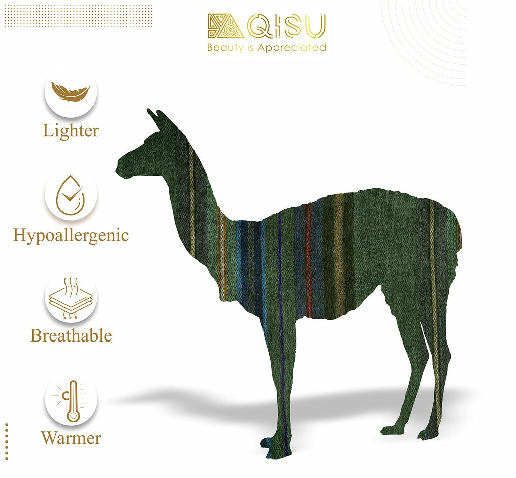 Alpaca Wool Blanket Throw | Large, Beautiful, Warm, Variegated | 85 x 65 inches | Ultra-Soft, Hypoallergenic and