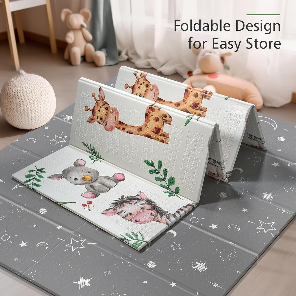 Foldable Large Play Mat for Babies, Non Toxic Foam Play Mat, Thick & Waterproof Baby Playmat for Floor, 79 x 71