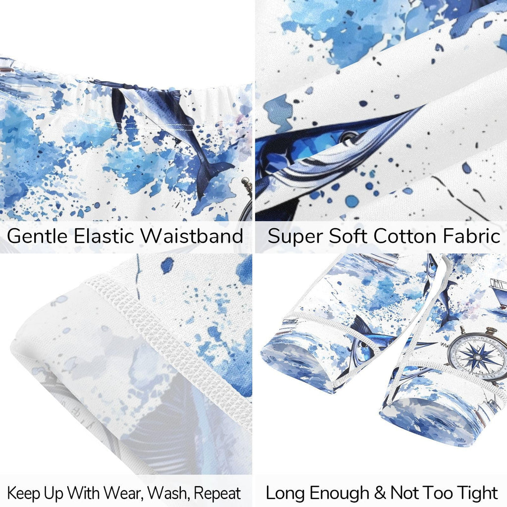 Blue Marlins Compass Baby Bodysuits Set, Baby Layette Sets Unisex Short Sleeve Babys Pants Sets